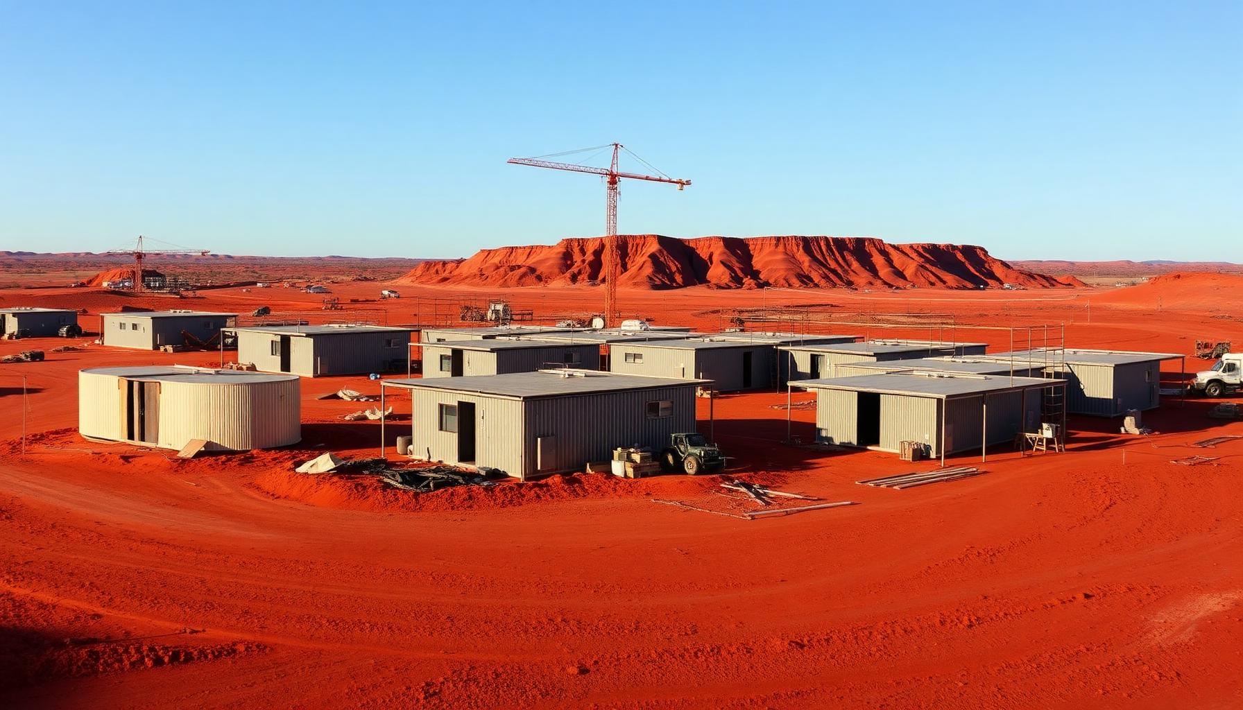 Australian remote mining camp with prefab buildings