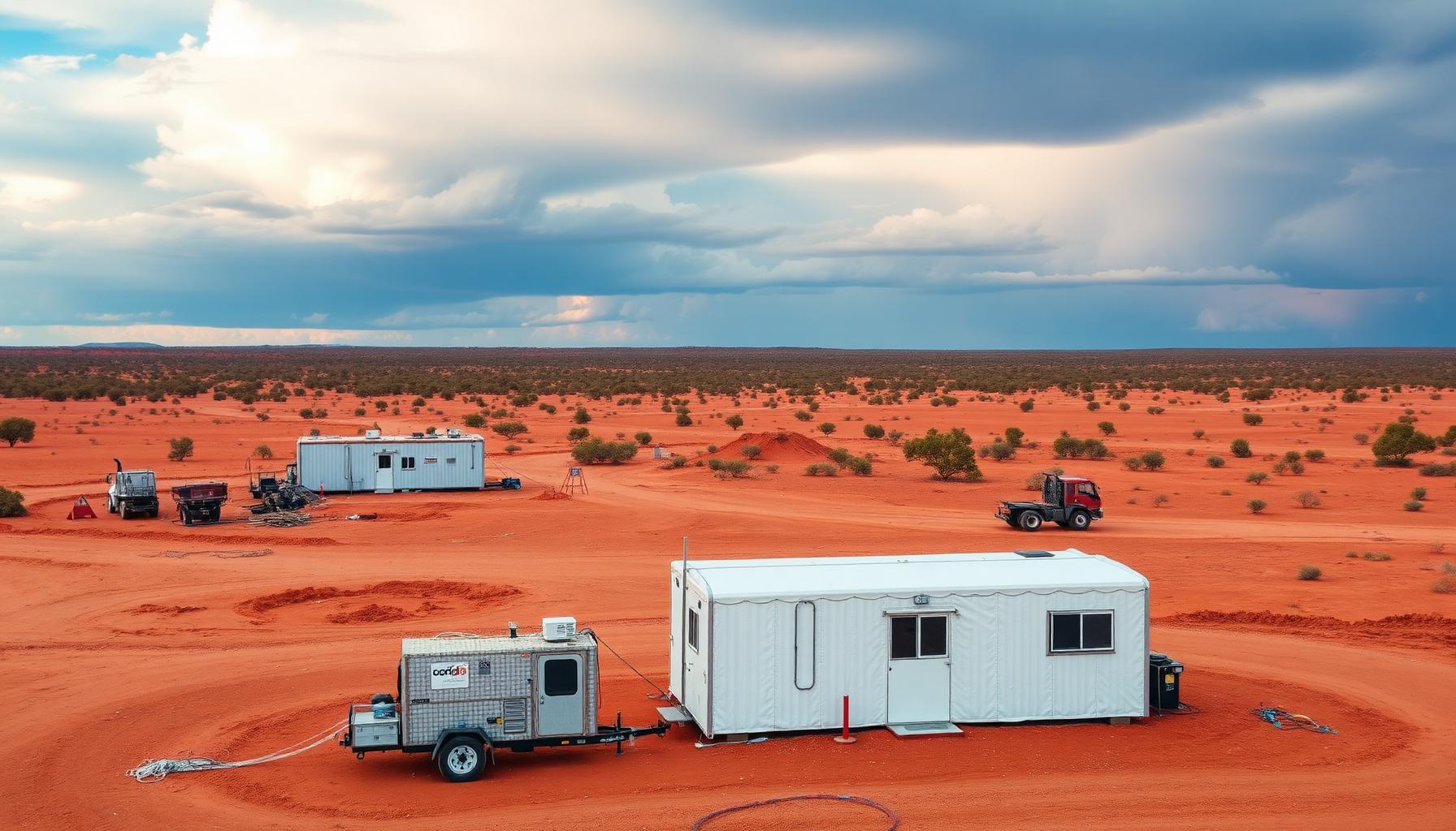 Isolated Australian construction site in remote terrain