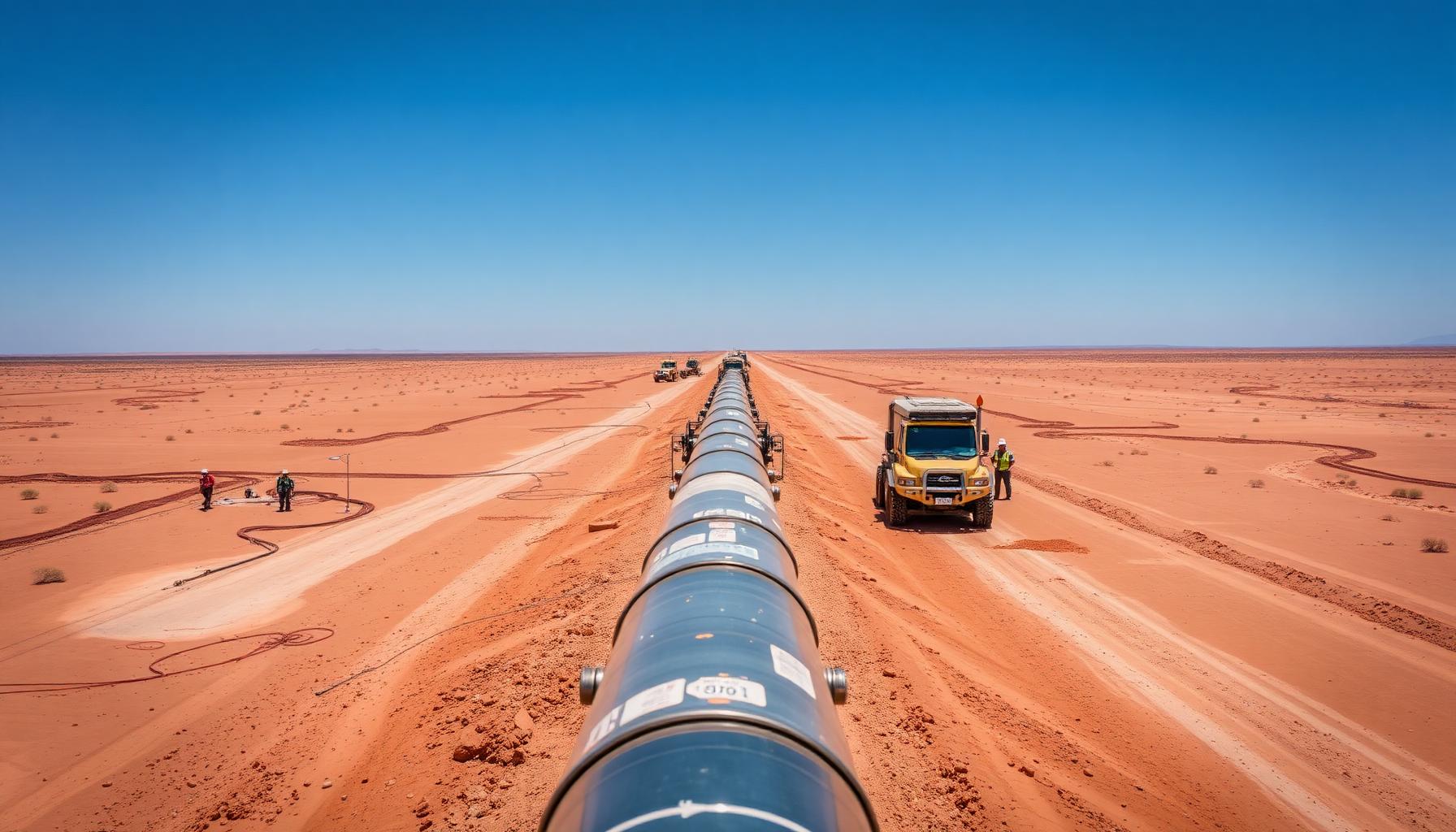 Remote Australian pipeline construction in the desert